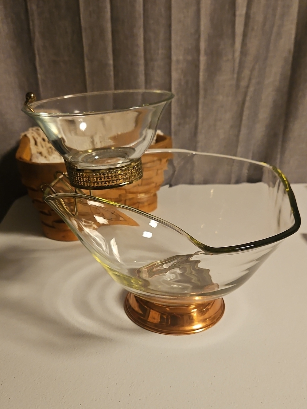 Vintage Princess House Serving Bowl With Cooper Base